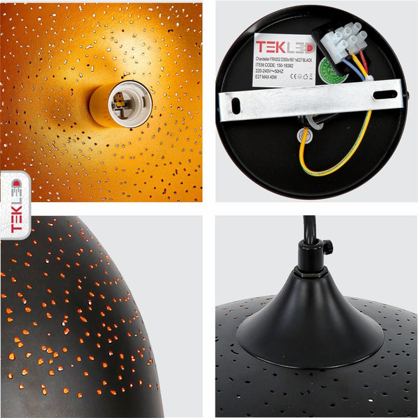 Dome Indian Dome Moroccan Night Milkyway Ceiling Pendant Light E27 Fitting Black Gold