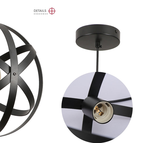 Orbital Metal Caged Globe Pendant Ceiling Light E27