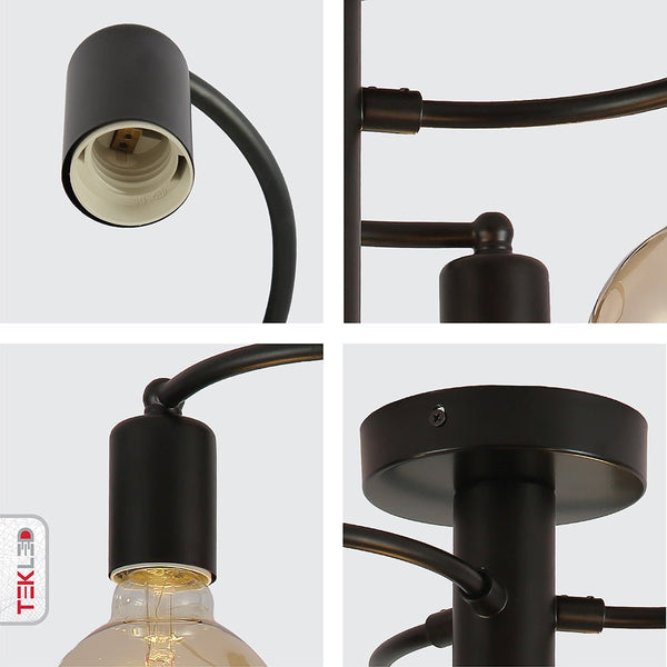 Modern Black Swirl 4-Light Semi-Flush Ceiling Light Fixture