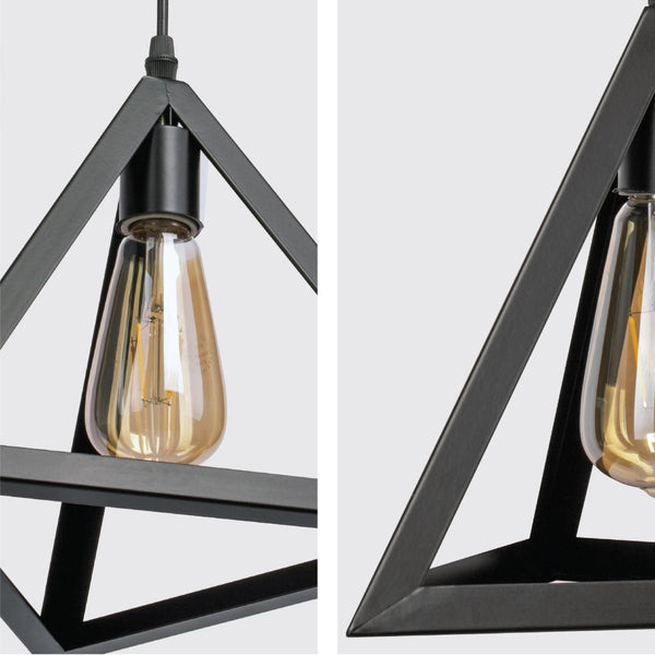 Black Metal Pyramid Cage Minimalist Pendant Ceiling Light