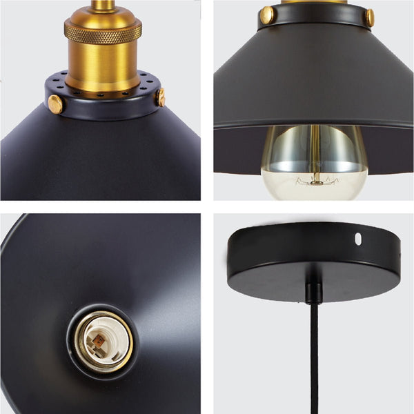 Black Metal Funnel Metal Ceiling Pendant Light E27 Fitting