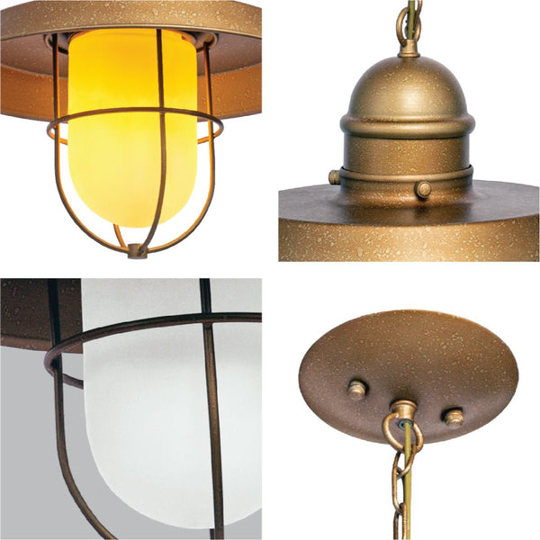 Bronze Metal Opal Step Pendant Ceiling Light