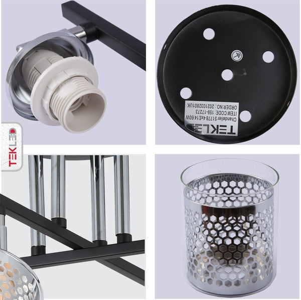 Chrome Honeycomb Black Chrome Body Semi Flush Ceiling Light E14