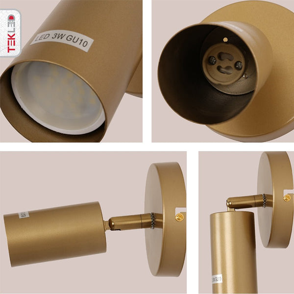 Gold Metal Spot Wall Light GU10 Fitting