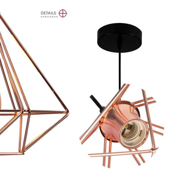 Rose Gold Metal Cage Pendant Ceiling Light E27