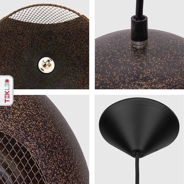 Rusty Brown Metal Dome Pendant Ceiling Light E27