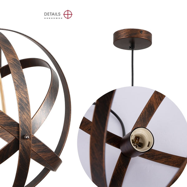 Orbital Metal Caged Globe Pendant Ceiling Light E27