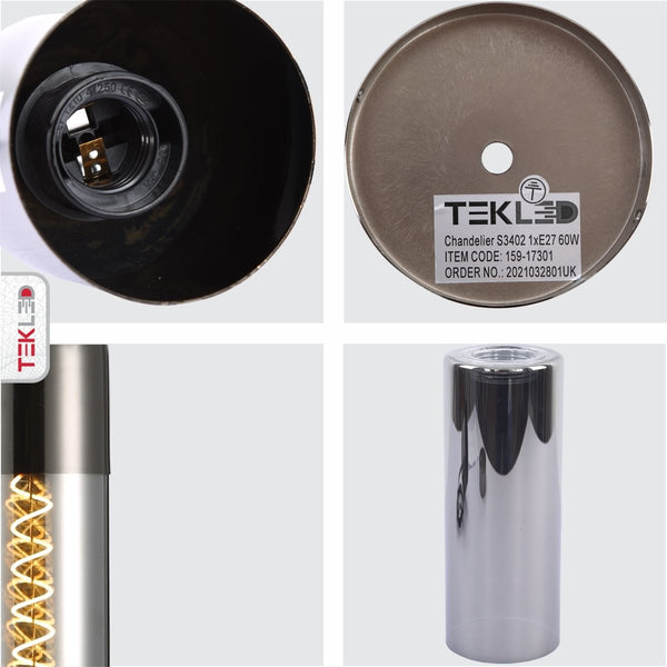 Sleek Duo-Tone Cylinder Pendant Ceiling Light - Amber Bronze or Smoky Black Variants