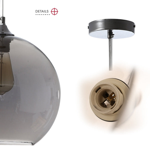 Smoky Glass India Dome Globe Pendant Ceiling Light E27