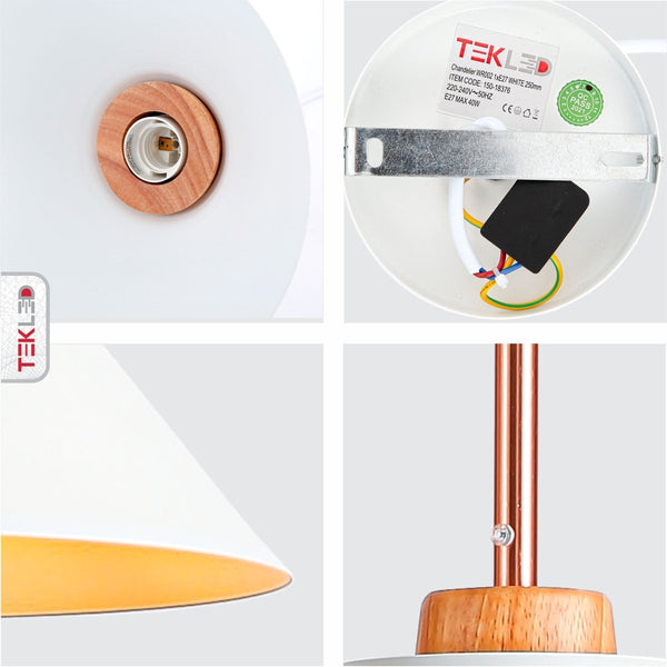Capo Funnel Cone Flat Nordic Wood Top Designer Metal Pendant Ceiling Light E27