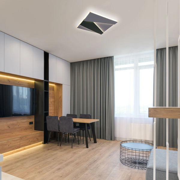 Layered LED Ceiling Light with Hidden Lighting, Flush Mount