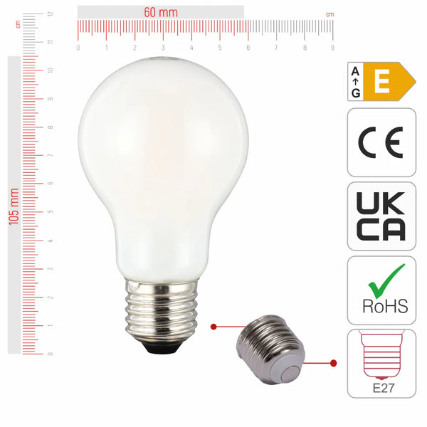 LED Bulb A60 GLS E27 6.5W Milky Glass Pack of 4