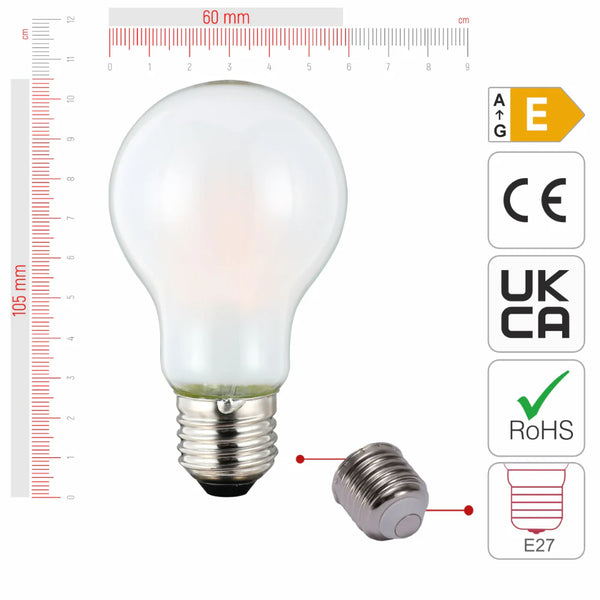 LED Bulb A60 GLS E27 Frosted Glass Pack of 4