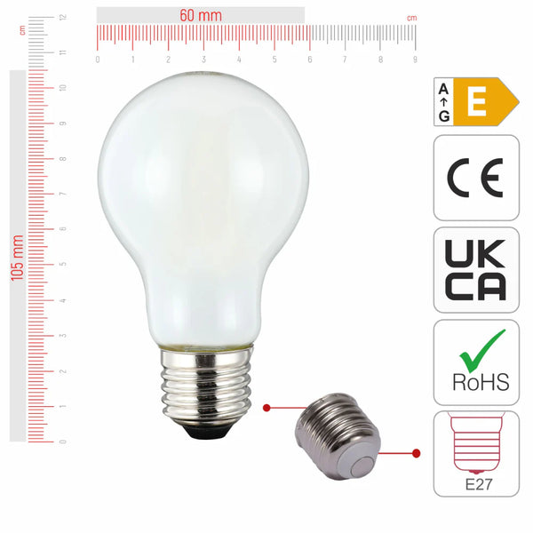 LED Bulb A60 GLS E27 Frosted Glass Pack of 4