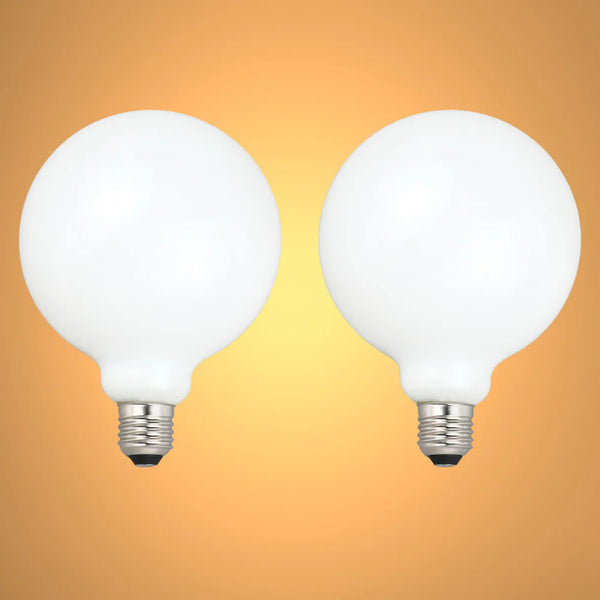 LED Bulb Dimmable Globe E27 6.5W 2700K Milky Glass Pack of 2