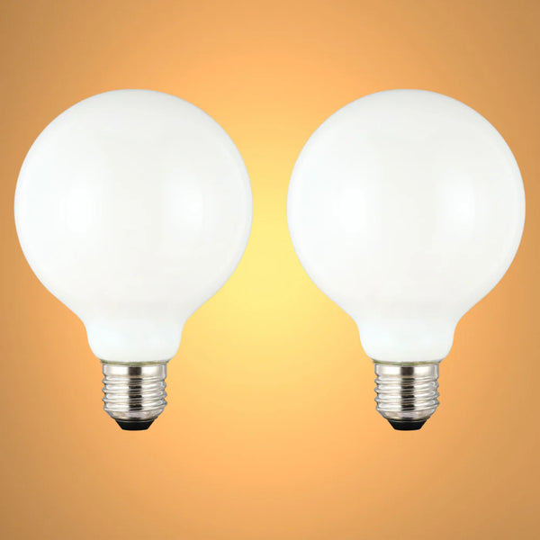 LED Bulb Dimmable Globe E27 6.5W 2700K Milky Glass Pack of 2