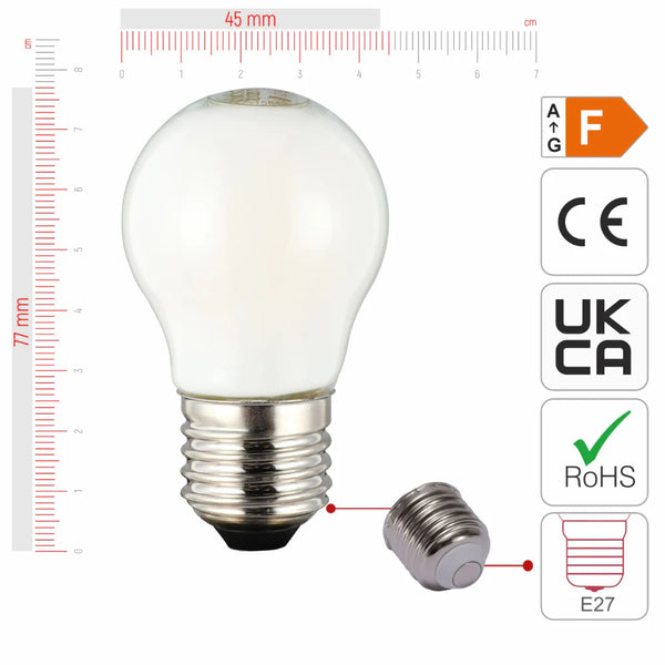 LED Bulb Dimmable Golf Ball E27 4W 4000K Milky Glass Pack of 4