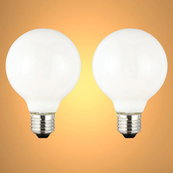 LED Bulb Globe G80 E27 6.5W 2700K Milky Glass Pack of 2