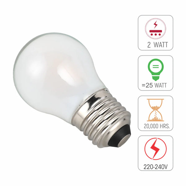LED Bulb Golf Ball E27 2W 2700K Frosted Glass Pack of 4 Non-dimmable