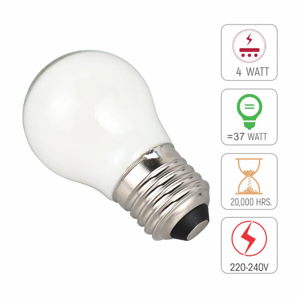 LED Bulb Golf Ball E27 4W Milky Glass Pack of 4 Non-dimmable