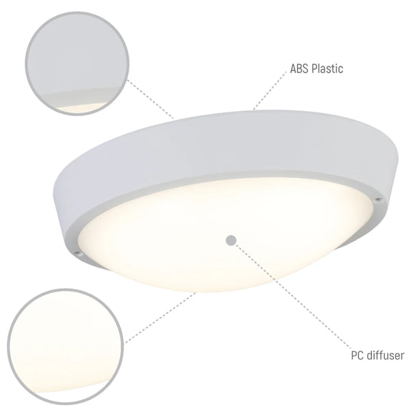 LED Bulkhead Light IP65 Ceiling Wall Interior Exterior 4000K White