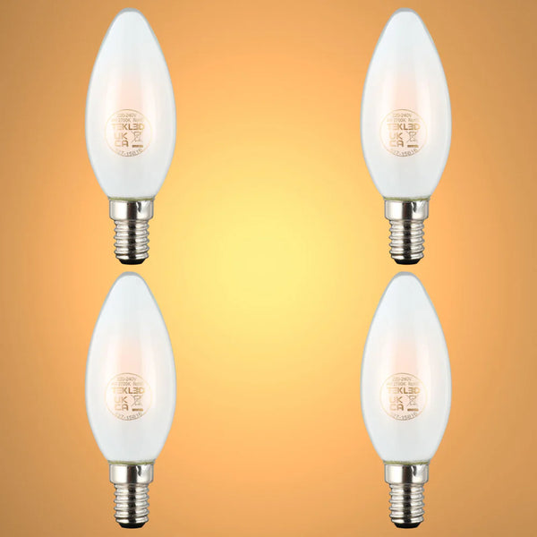 LED Candle Bulb Dimmable E14 4W Frosted Glass Pack of 4
