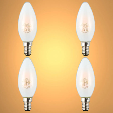 LED Candle Bulb Dimmable E14 4W Frosted Glass Pack of 4