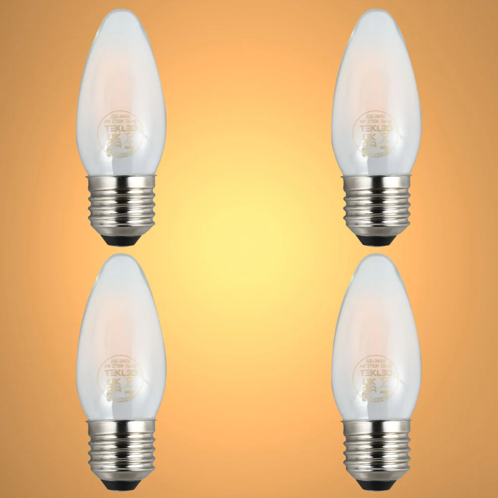 LED Candle Bulb Dimmable E27 4W 2700K Frosted Glass Pack of 4