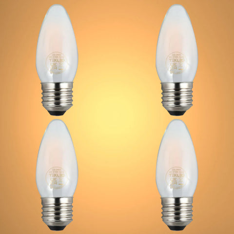 LED Candle Bulb Dimmable E27 4W 2700K Frosted Glass Pack of 4