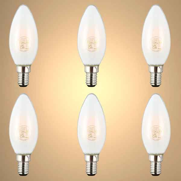 LED Candle Bulb E14 4W Frosted Glass Pack of 6