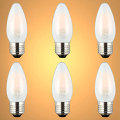 LED Candle Bulb E27 4W 2700K Frosted Glass Pack of 6
