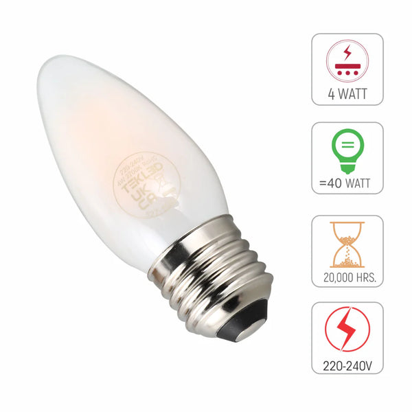LED Candle Bulb E27 4W 2700K Frosted Glass Pack of 6