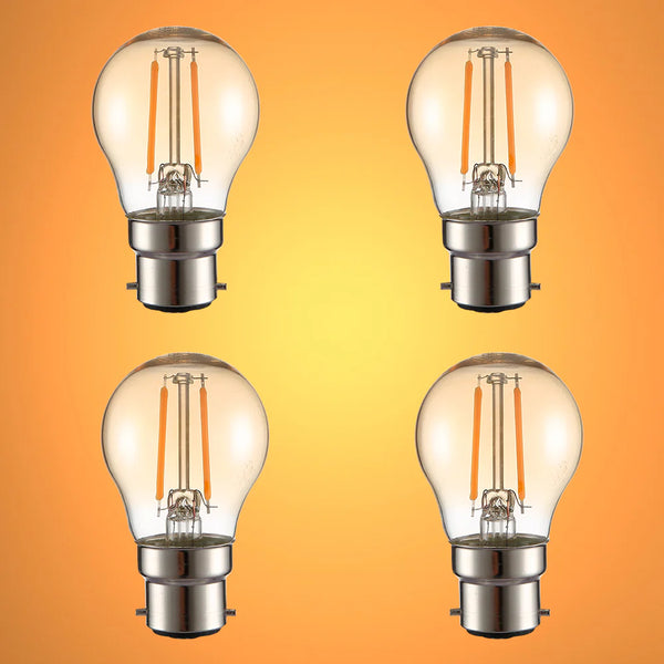 LED Dimmable Filament G45 Golf Ball Bulb B22 Bayonet Cap 4W Pack of 4 Warm White