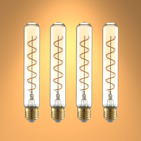 TEKLED
LED Dimmable Filament T45 T30 Tubular Bulb E27 Edison Screw 4W Pack of 4 Warm White - 110 mm.