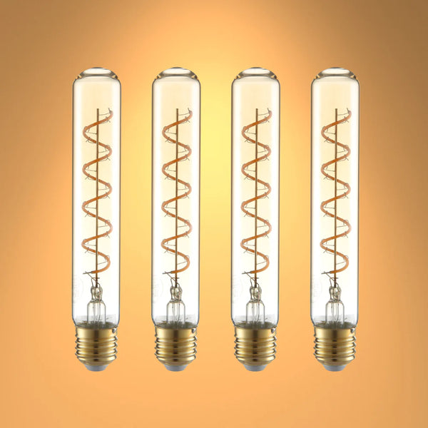 LED Dimmable Filament T45 T30 Tubular Bulb E27 Edison Screw 4W Pack of 4 Warm White