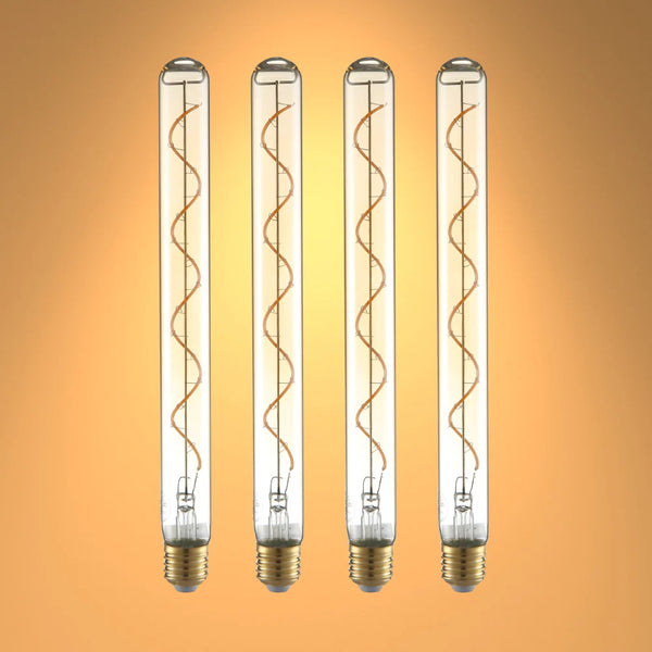LED Dimmable Filament T45 T30 Tubular Bulb E27 Edison Screw 4W Pack of 4 Warm White