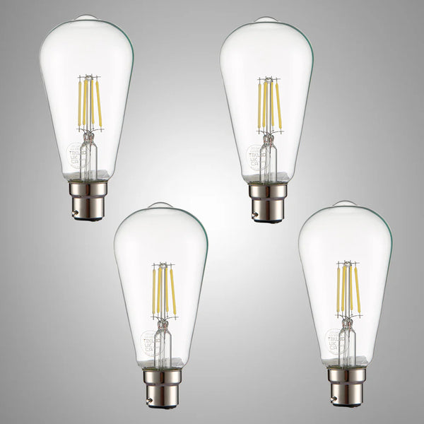 LED Filament ST64 Edison Bulb B22 Bayonet Cap Pack of 4