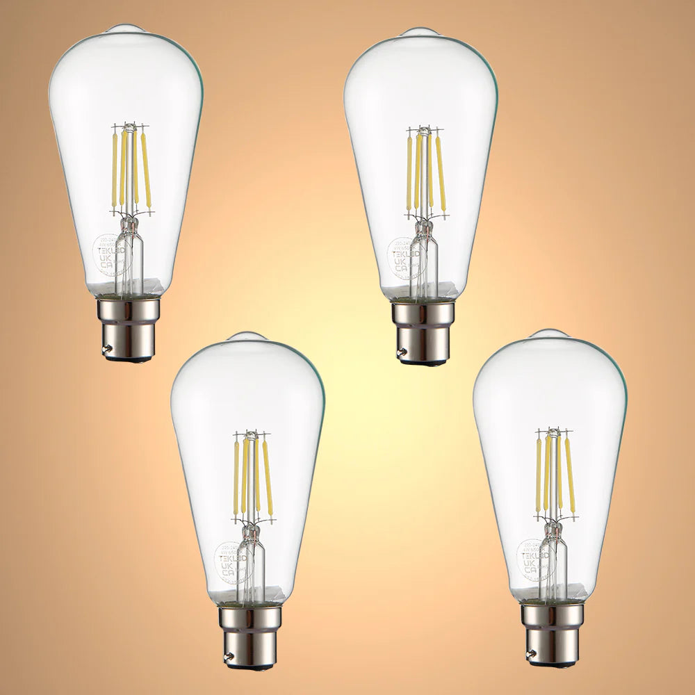 LED Filament ST64 Edison Bulb B22 Bayonet Cap Pack of 4