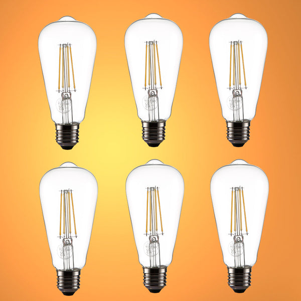 TEKLED LED Filament ST64 Edison Bulb E27 Edison Screw 6 Pack or 4 pack options.