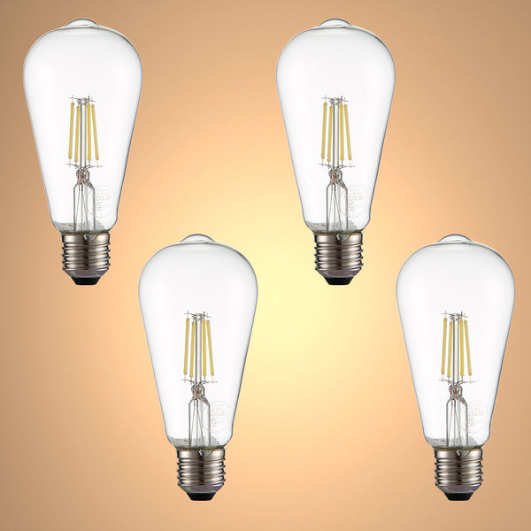 TEKLED LED Filament ST64 Edison Bulb E27 Edison Screw 6 Pack or 4 pack options.