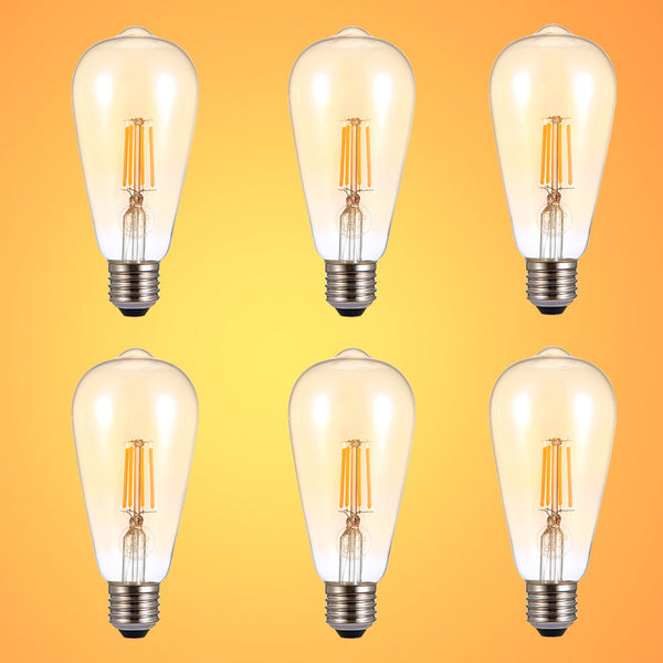 TEKLED LED Filament ST64 Edison Bulb E27 Edison Screw 6 Pack or 4 pack options.