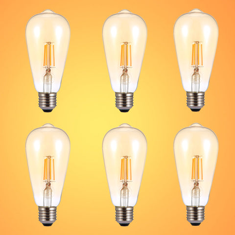 TEKLED LED Filament ST64 Edison Bulb E27 Edison Screw 6 Pack or 4 pack options.