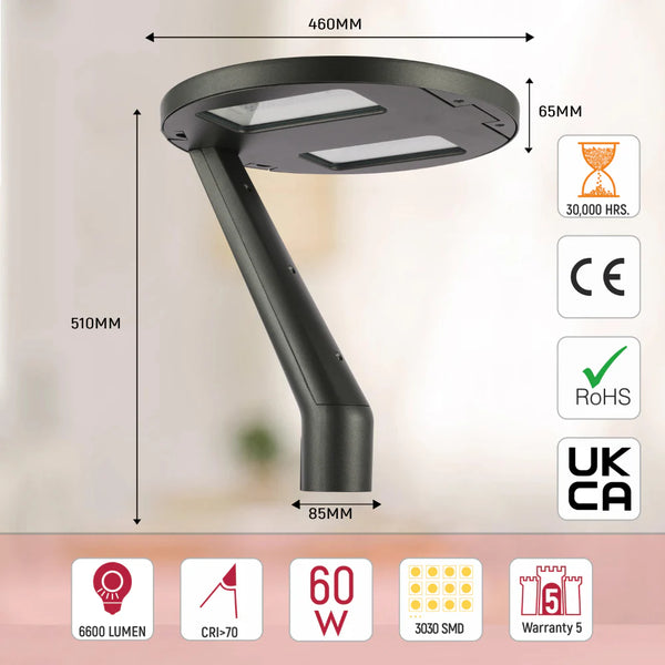 LED Pathway Garden Lamp Post Top Light 60W 3CCT