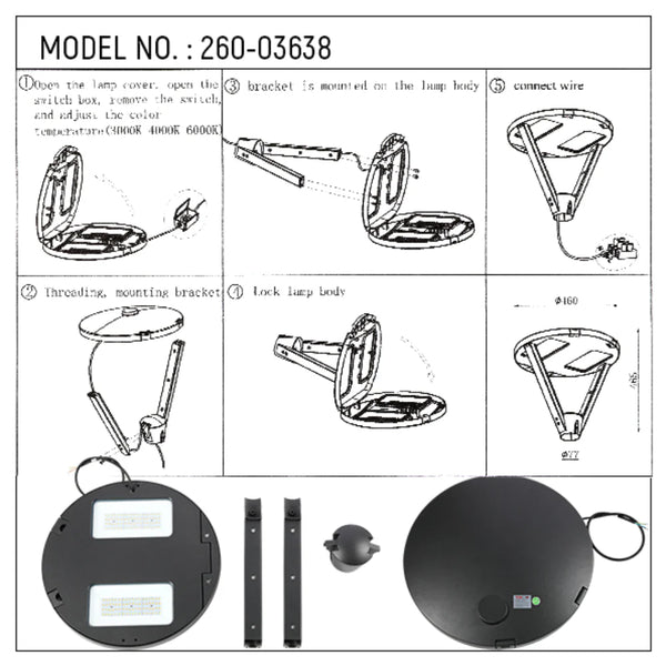 LED Pathway Garden Lamp Post Top Light 60W 3CCT