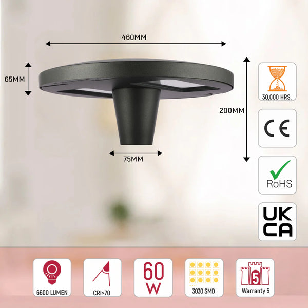 LED Pathway Garden Lamp Post Top Light 60W 3CCT