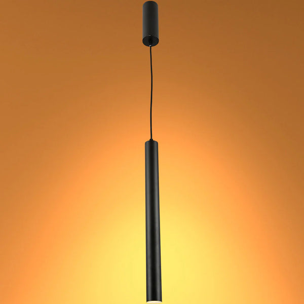 Integrated LED Modern Cylinder Pendant Ceiling Light Suspended Downlight Black