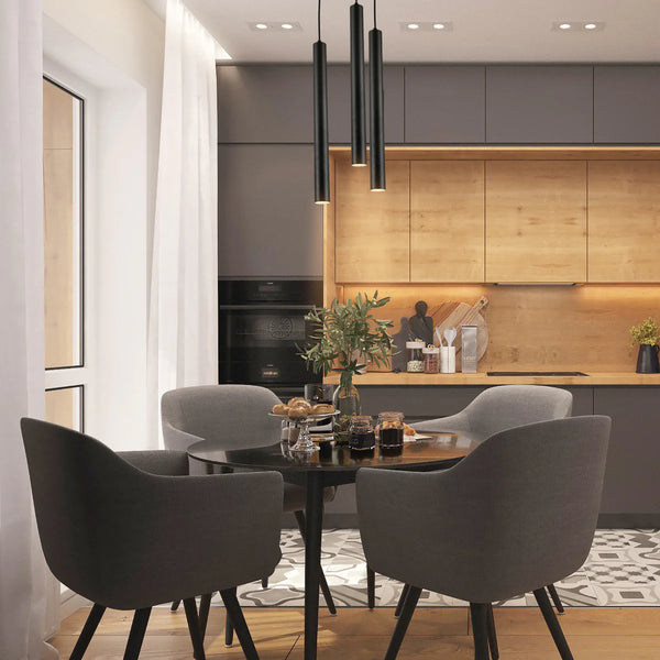 Integrated LED Modern Cylinder Pendant Ceiling Light Suspended Downlight Black