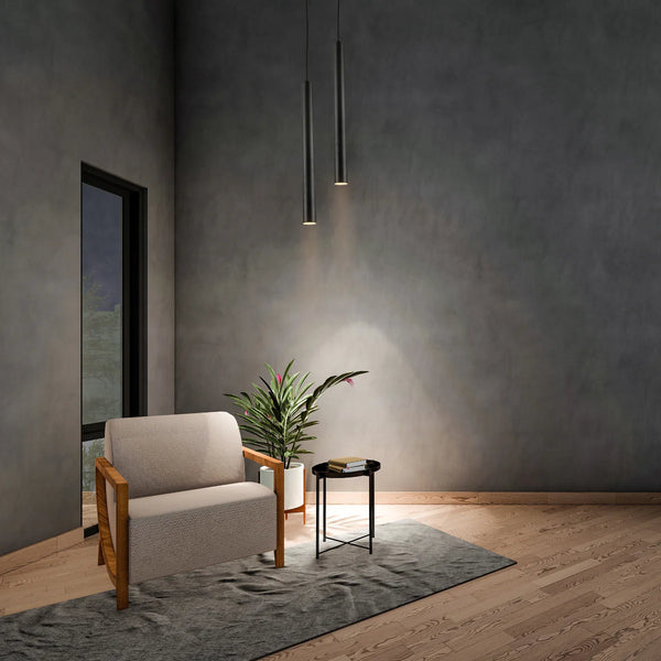 Integrated LED Modern Cylinder Pendant Ceiling Light Suspended Downlight Black
