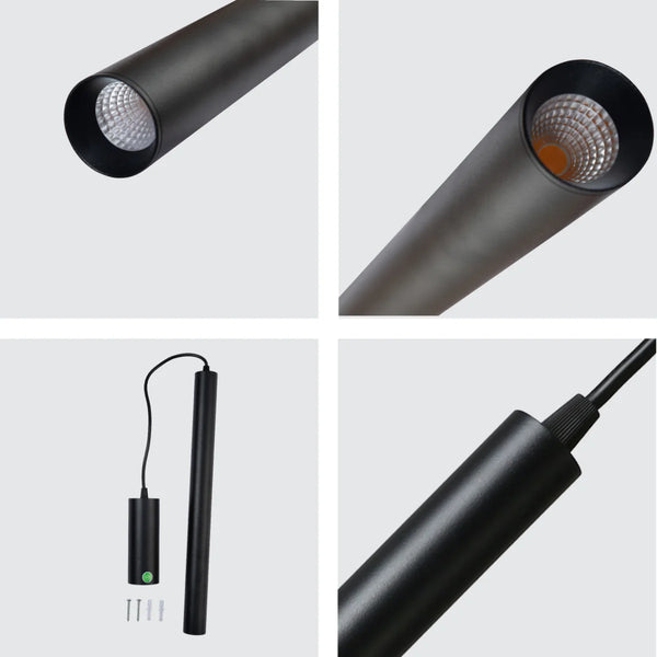 Integrated LED Modern Cylinder Pendant Ceiling Light Suspended Downlight Black