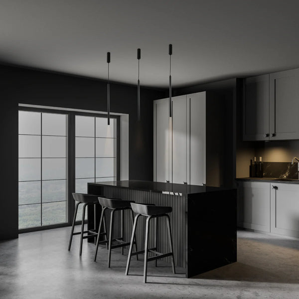 Integrated LED Modern Cylinder Pendant Ceiling Light Suspended Downlight Black